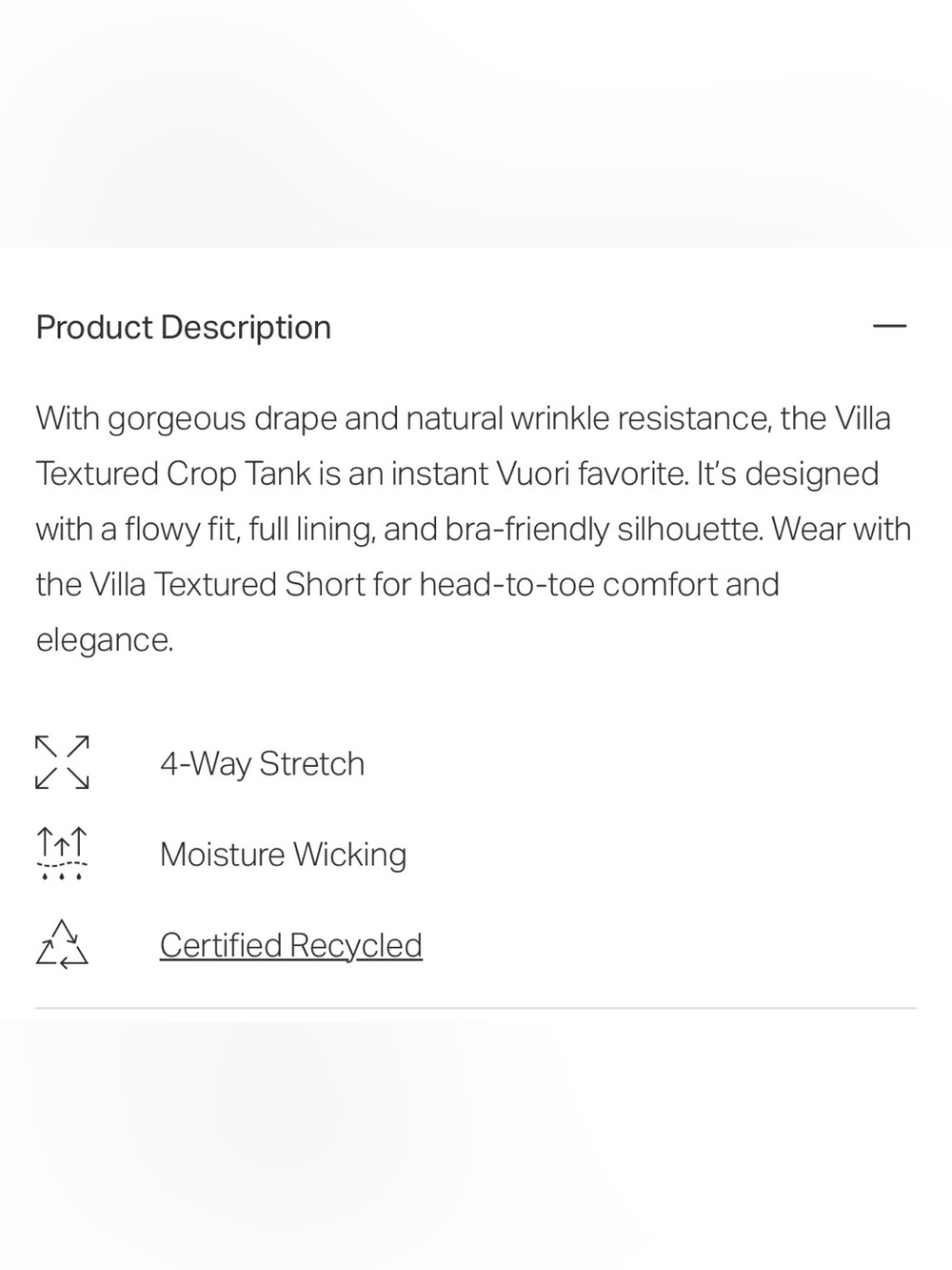 Vuori Villa Textured Crop Tank - Picture 4 of 5